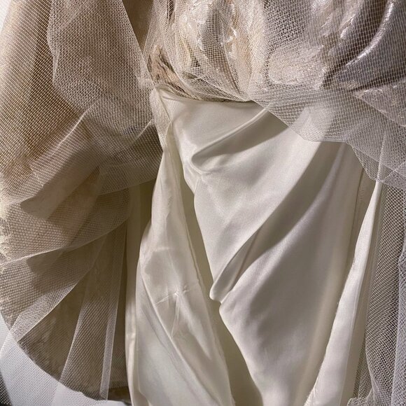 Vintage Satin Damask Wedding Dress - Picture 9 of 11